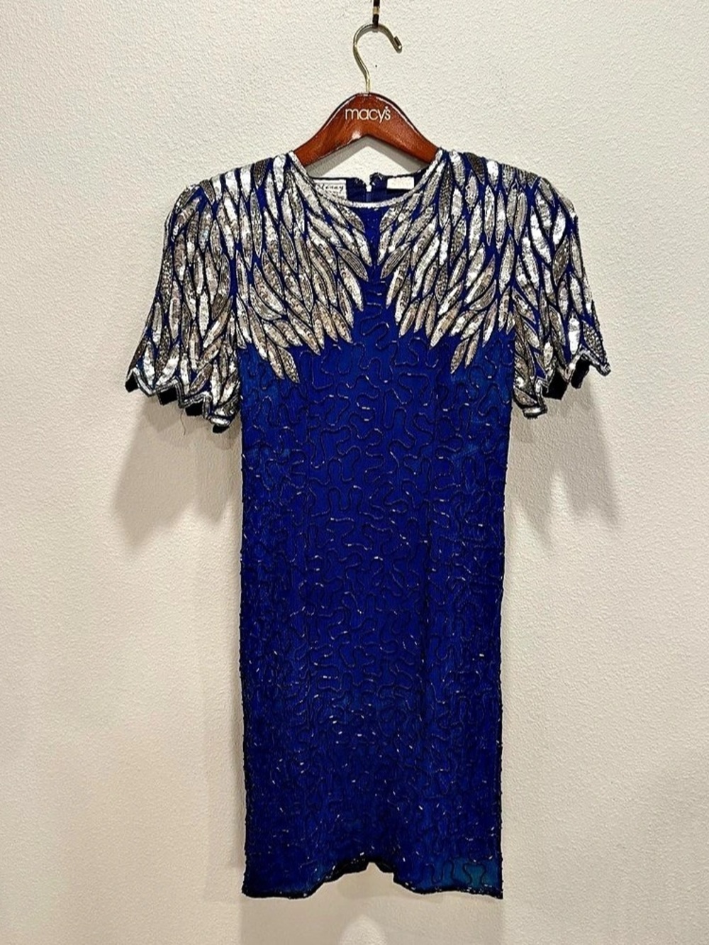 Sténay Sequin Maxi Dress in Blue & Silver Size 8